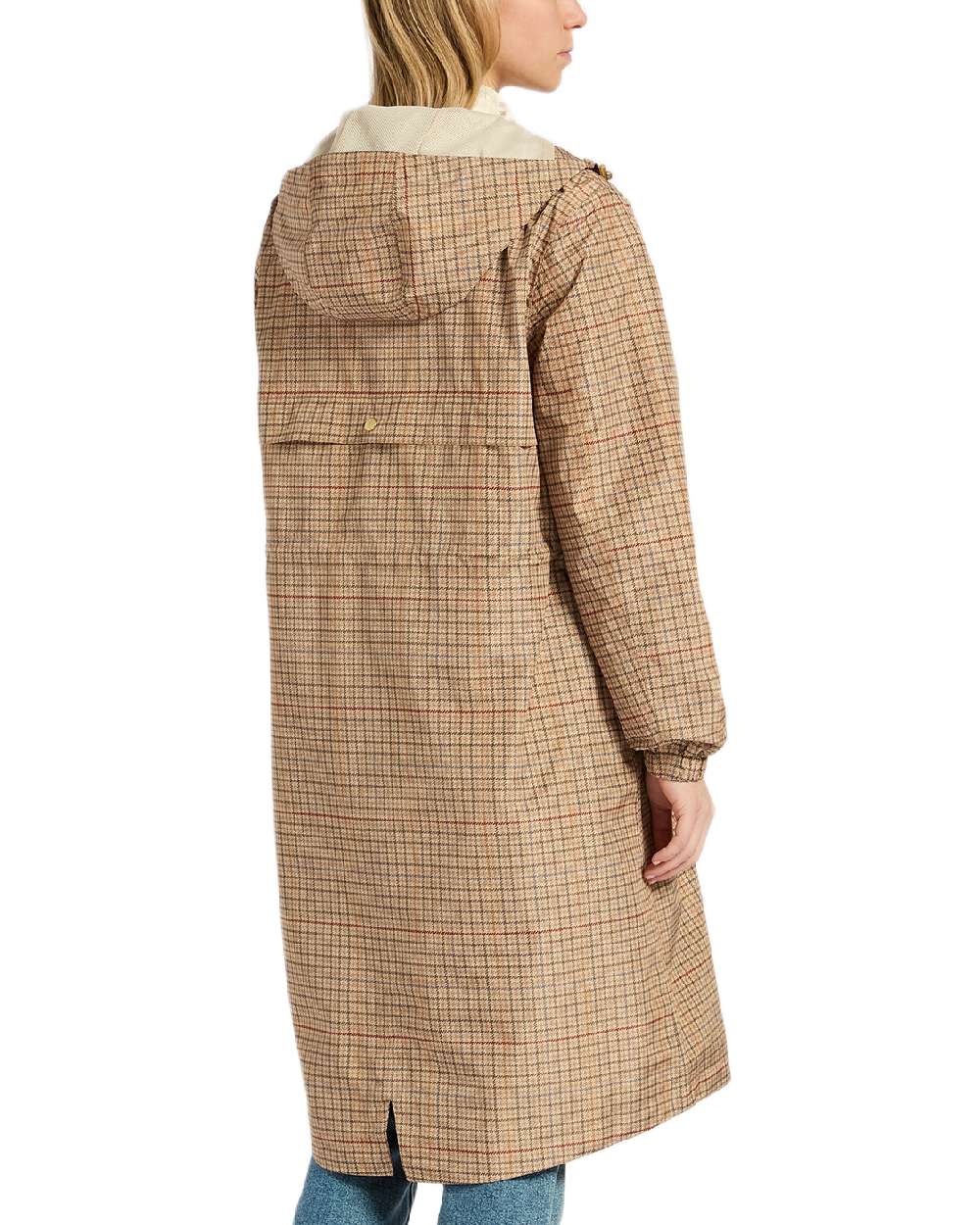 Holton Check Coloured Joules Holkham Waterproof Packable Raincoat With Hood on white background 