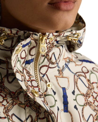 Stone Coloured Joules Holkham Waterproof Packable Raincoat With Hood on white background 