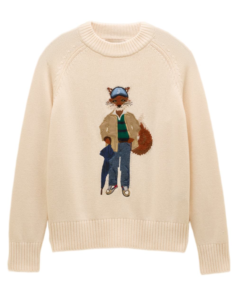 Cream Coloured Joules Jonty Intarsia Knit Jumper on white background 