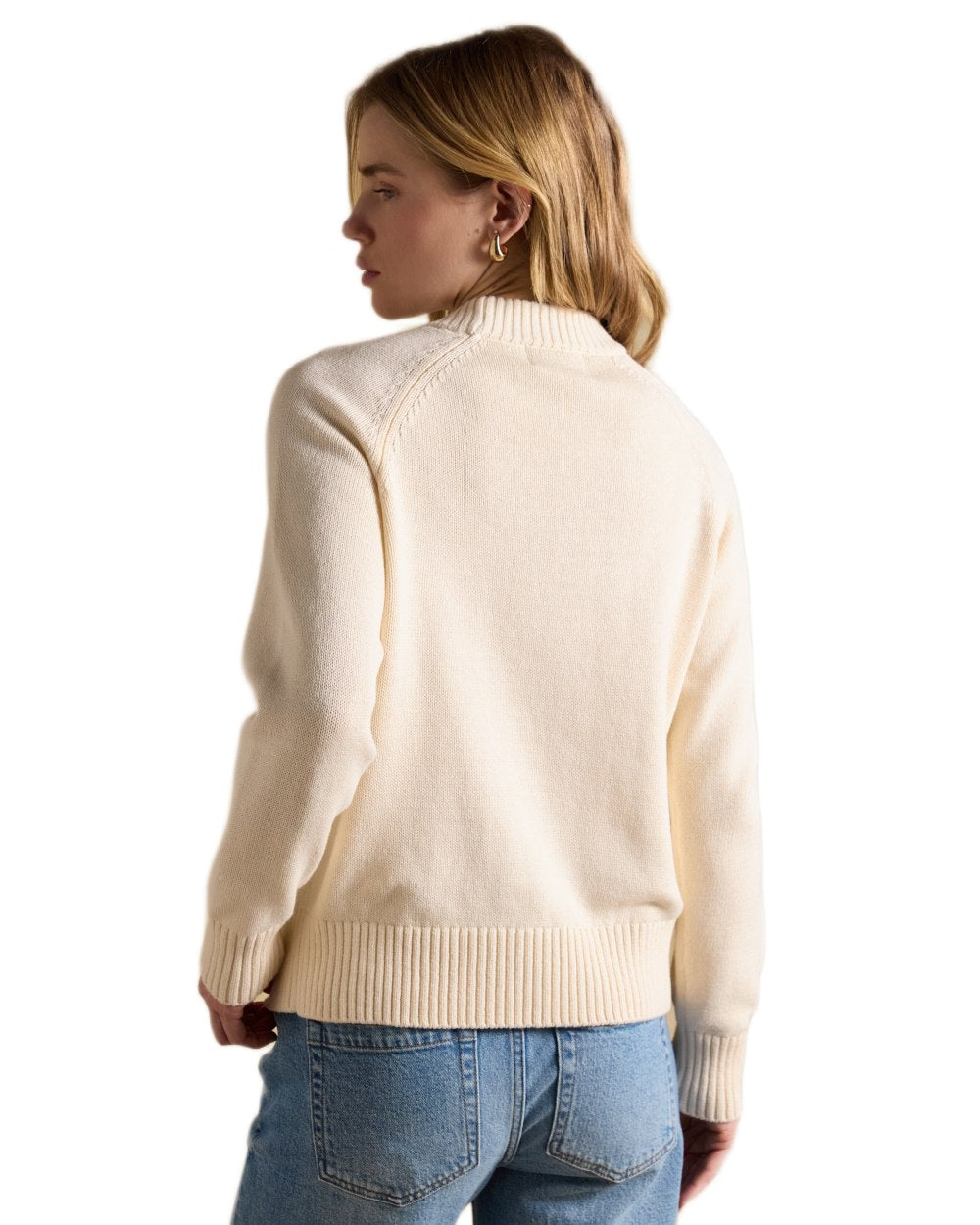 Cream Coloured Joules Jonty Intarsia Knit Jumper on white background 
