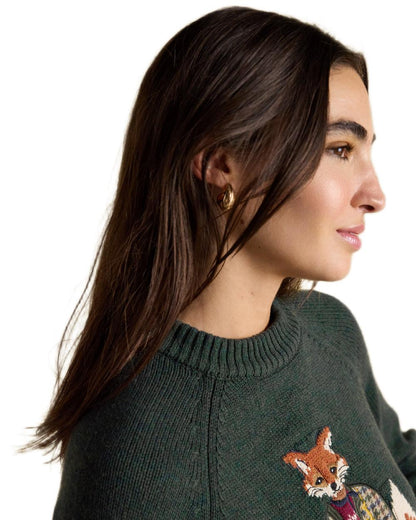 Green Coloured Joules Jonty Intarsia Knit Jumper on white background 