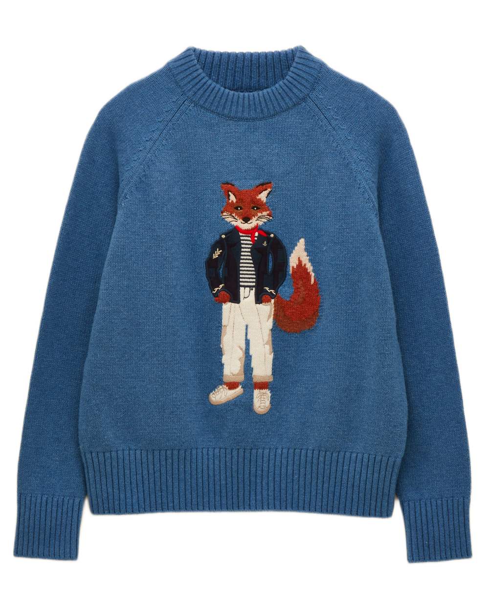 Mariner Blue Coloured Joules Jonty Intarsia Knit Jumper on white background 