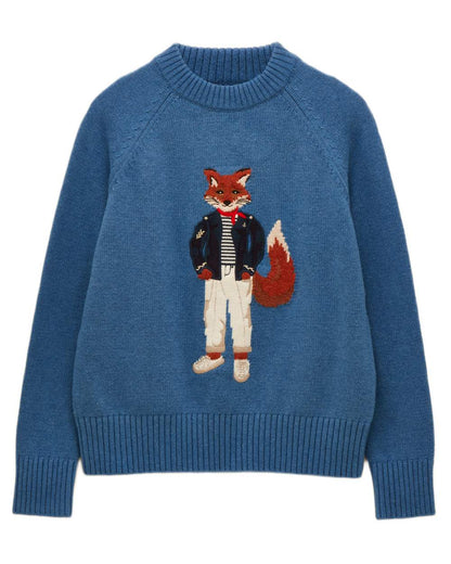 Mariner Blue Coloured Joules Jonty Intarsia Knit Jumper on white background 