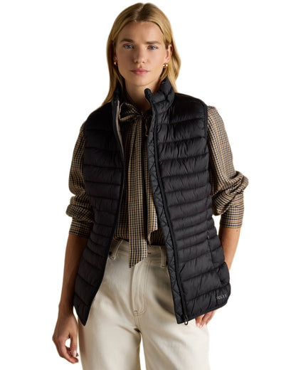 Black coloured Joules Kenley Showerproof Padded Gilet on white background 