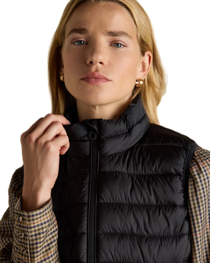 Black coloured Joules Kenley Showerproof Padded Gilet on white background 