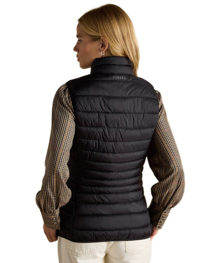 Black coloured Joules Kenley Showerproof Padded Gilet on white background 