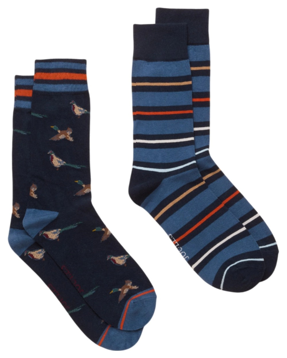Navy Bird coloured Joules Kingsbury 2 Pack Socks on white background 