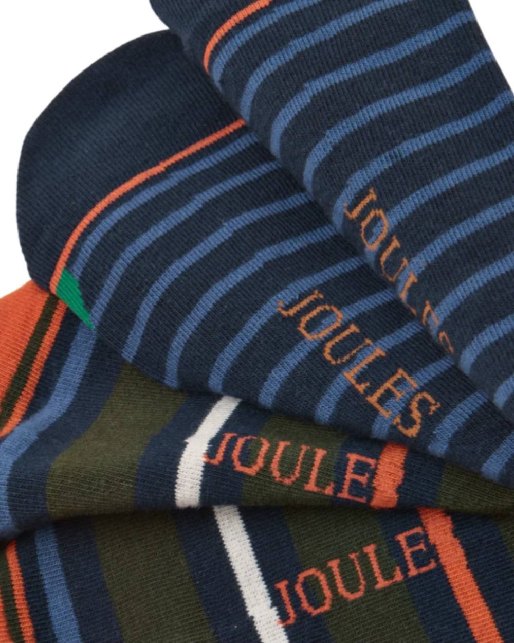 Navy Jonty Fox coloured Joules Kingsbury 2 Pack Socks on white background 