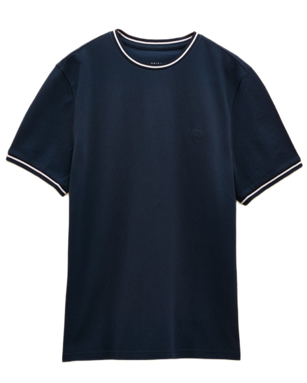 Navy coloured Joules Mens Classic Fit Cotton Pique T-Shirt on white background 