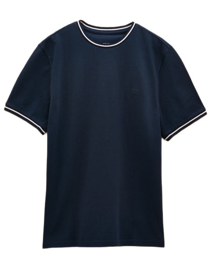 Navy coloured Joules Mens Classic Fit Cotton Pique T-Shirt on white background 