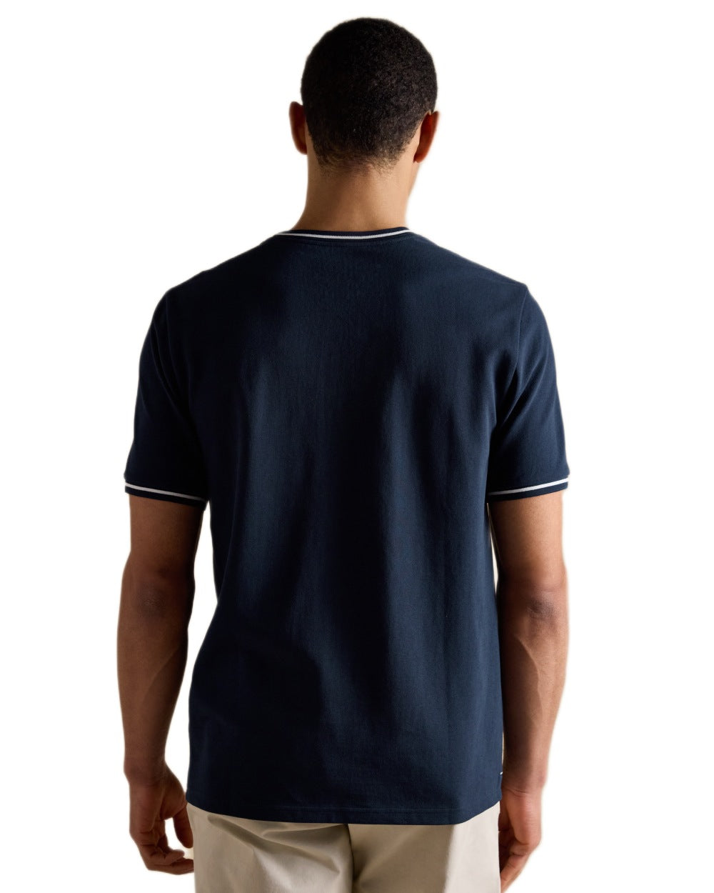 Navy coloured Joules Mens Classic Fit Cotton Pique T-Shirt on white background 