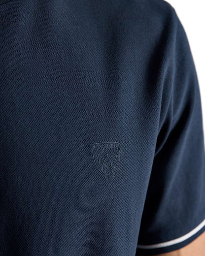 Navy coloured Joules Mens Classic Fit Cotton Pique T-Shirt on white background 