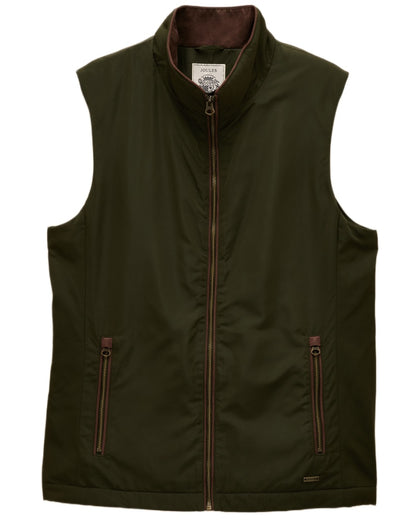 Green coloured Joules Mens Farnham Padded Fleece Lined Gilet on white background 