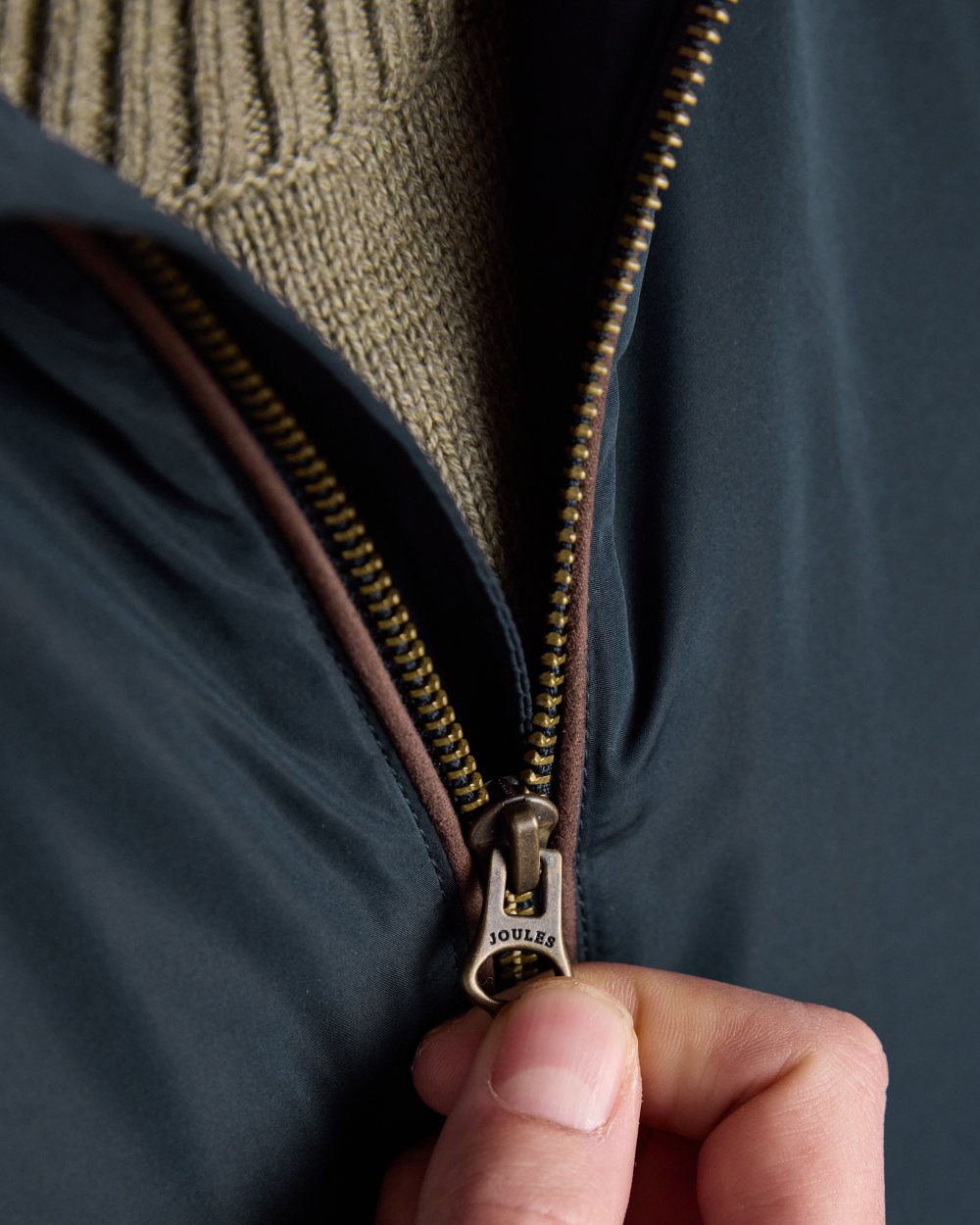 Navy coloured Joules Mens Farnham Padded Fleece Lined Gilet on white background 