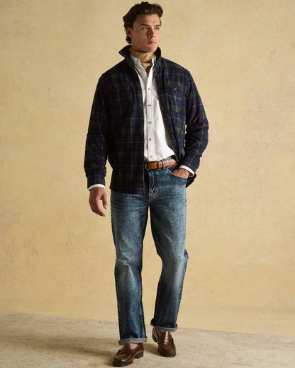 Navy Coloured Joules Mens Fleece Shirts on indoor background 