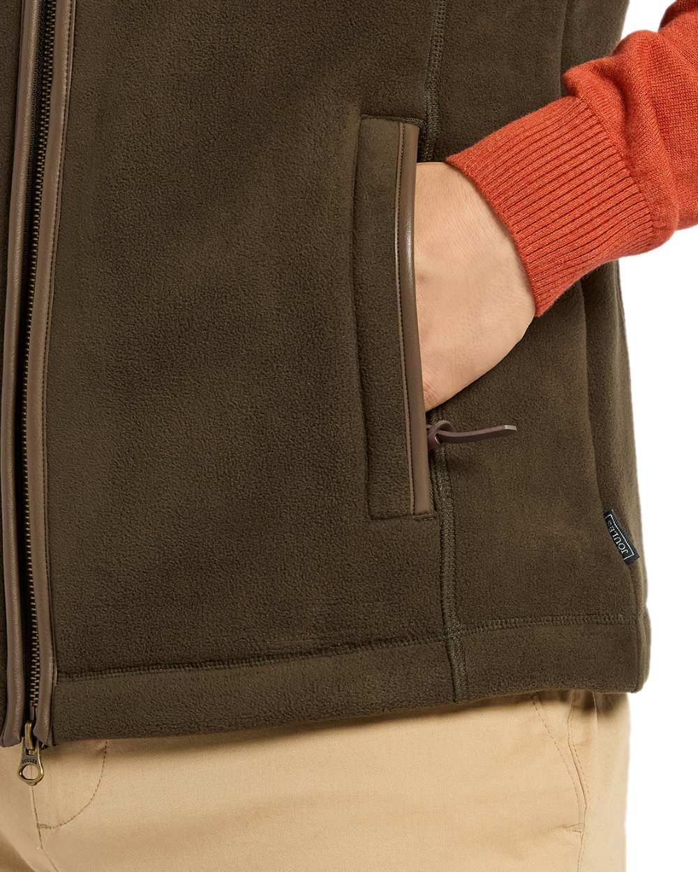 Green Coloured Joules Mens Heritage Fleece Gilet on white background 