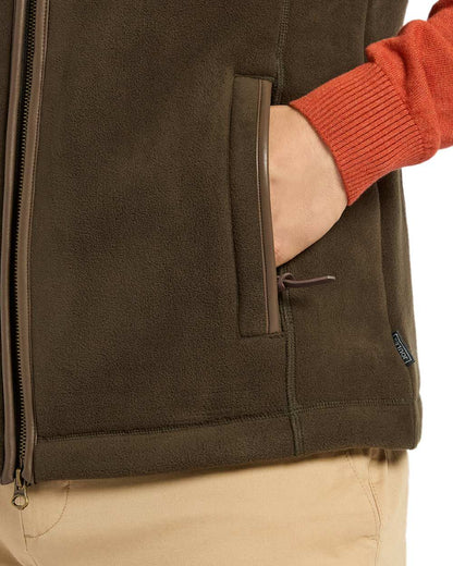 Green Coloured Joules Mens Heritage Fleece Gilet on white background 