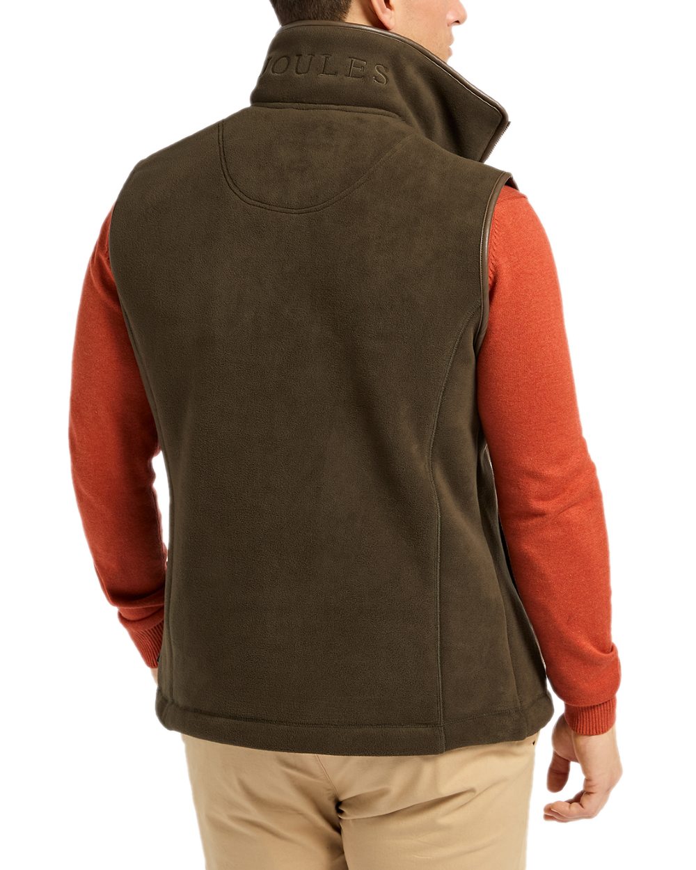 Green Coloured Joules Mens Heritage Fleece Gilet on white background 