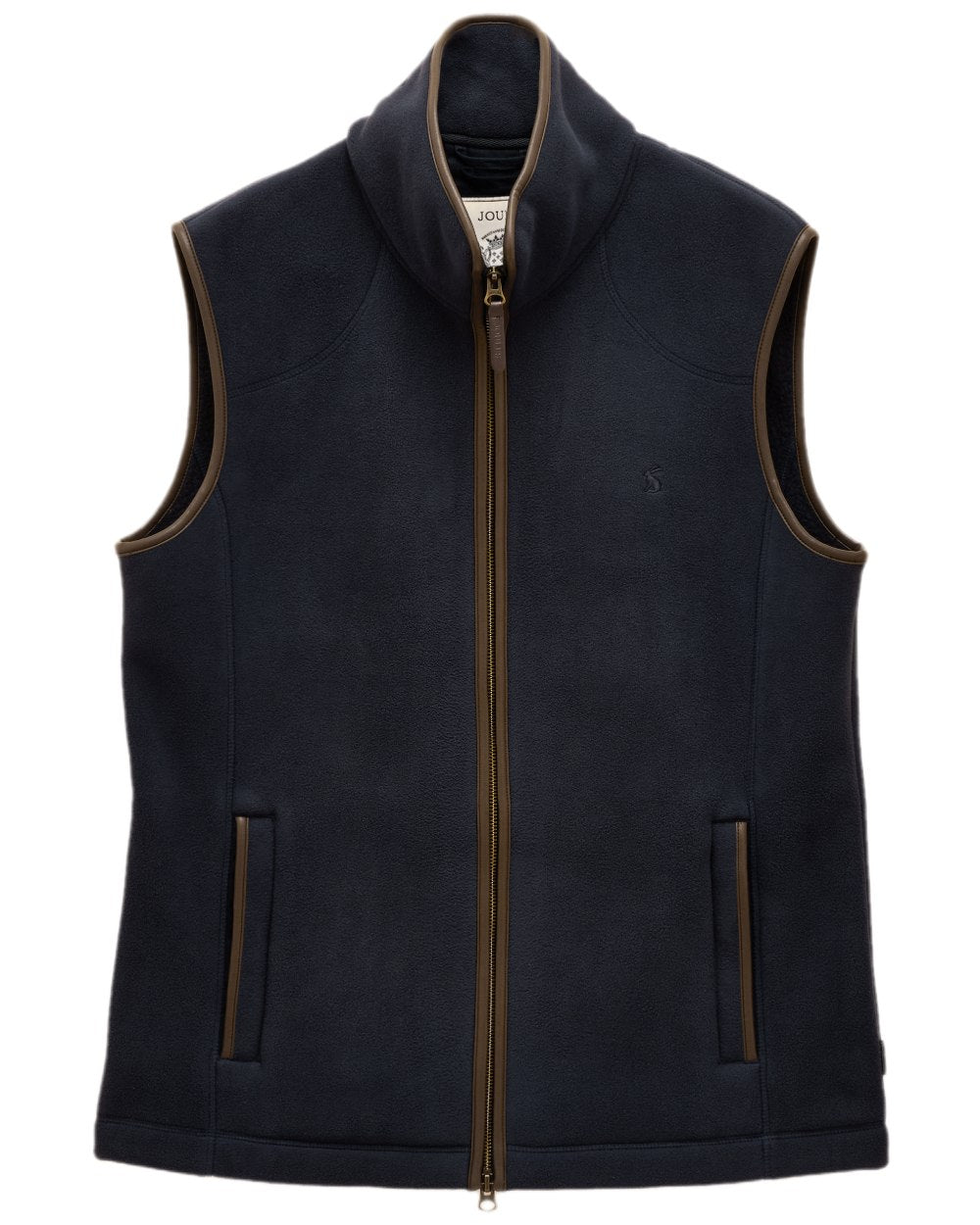 Navy Coloured Joules Mens Heritage Fleece Gilet on white background 