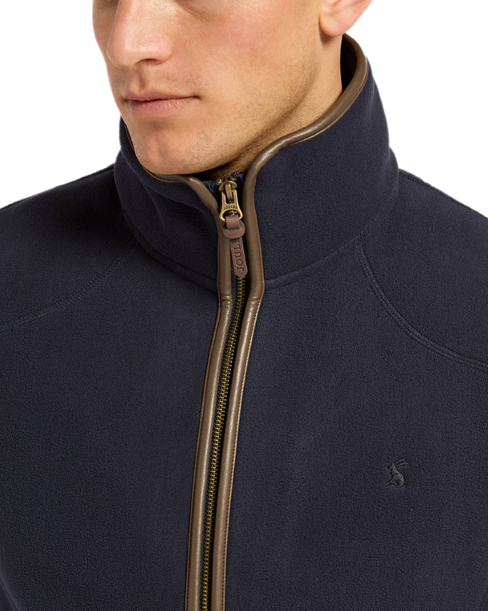 Navy Coloured Joules Mens Heritage Fleece Gilet on white background 