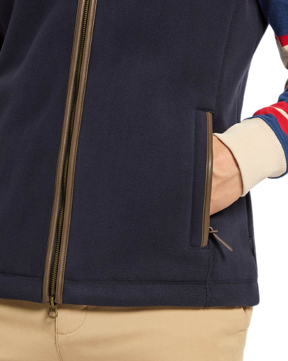 Navy Coloured Joules Mens Heritage Fleece Gilet on white background 