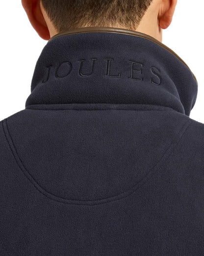 Navy Coloured Joules Mens Heritage Fleece Gilet on white background 