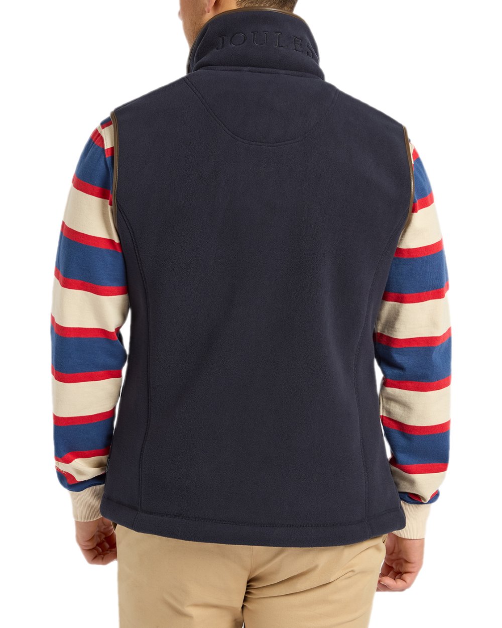 Navy Coloured Joules Mens Heritage Fleece Gilet on white background 