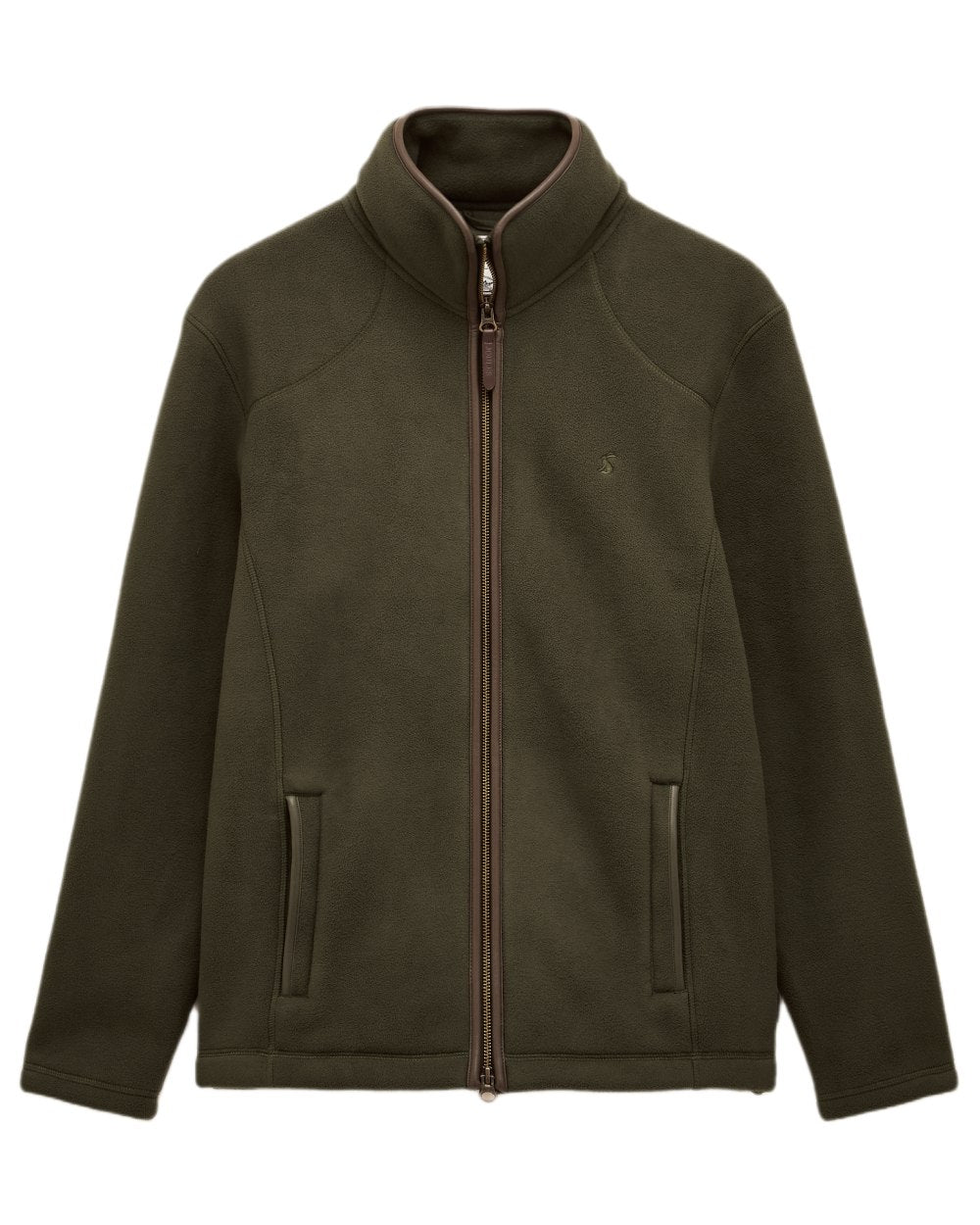 Dark Green Coloured Joules Mens Heritage Full Zip Through Fleece on white background 