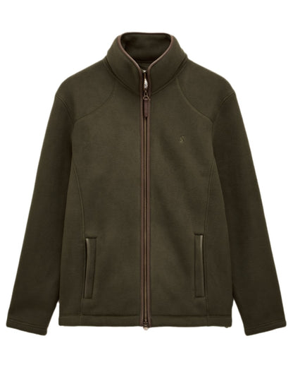 Dark Green Coloured Joules Mens Heritage Full Zip Through Fleece on white background 