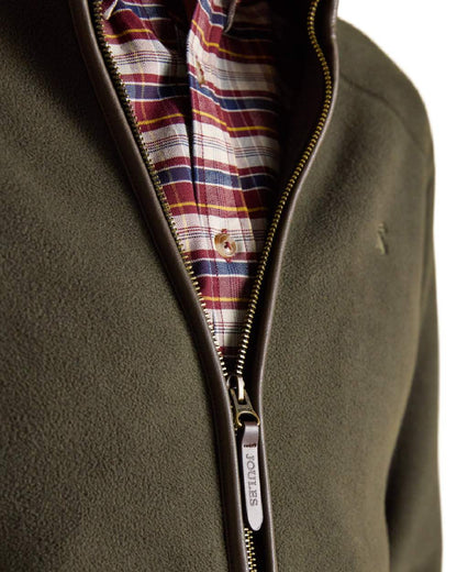 Dark Green Coloured Joules Mens Heritage Full Zip Through Fleece on white background 