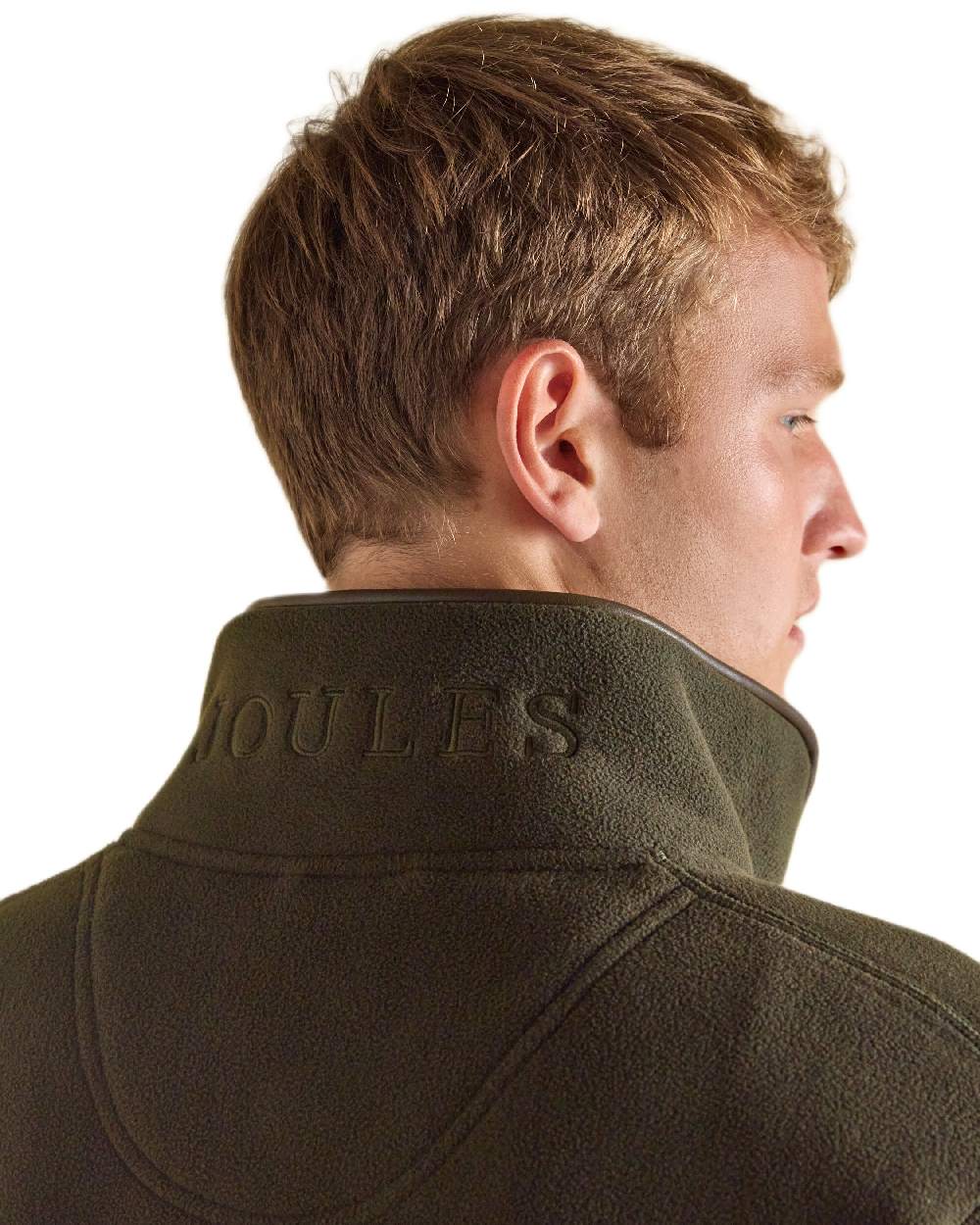 Dark Green Coloured Joules Mens Heritage Full Zip Through Fleece on white background 