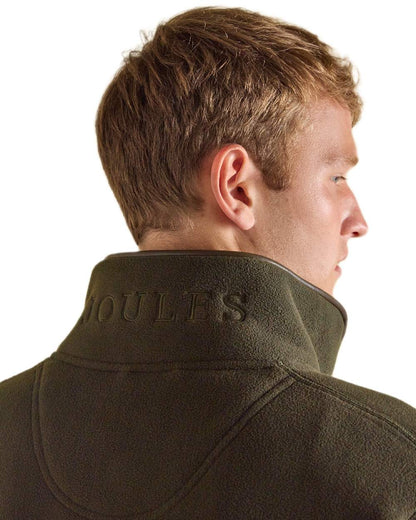 Dark Green Coloured Joules Mens Heritage Full Zip Through Fleece on white background 