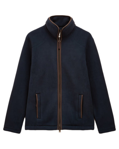 Navy Coloured Joules Mens Heritage Full Zip Through Fleece on white background 