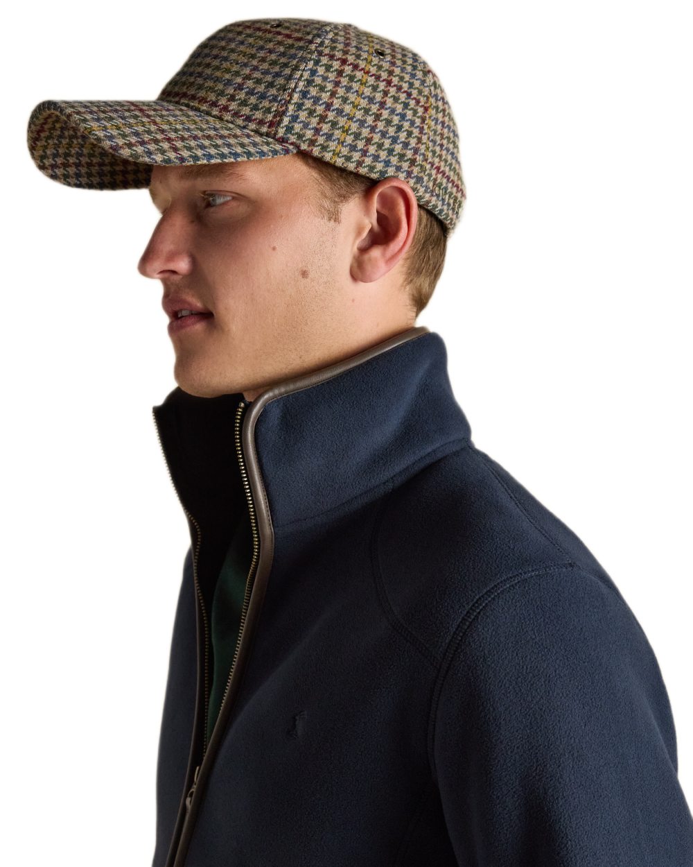 Navy Coloured Joules Mens Heritage Full Zip Through Fleece on white background 