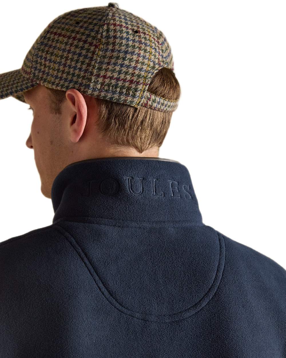 Navy Coloured Joules Mens Heritage Full Zip Through Fleece on white background 