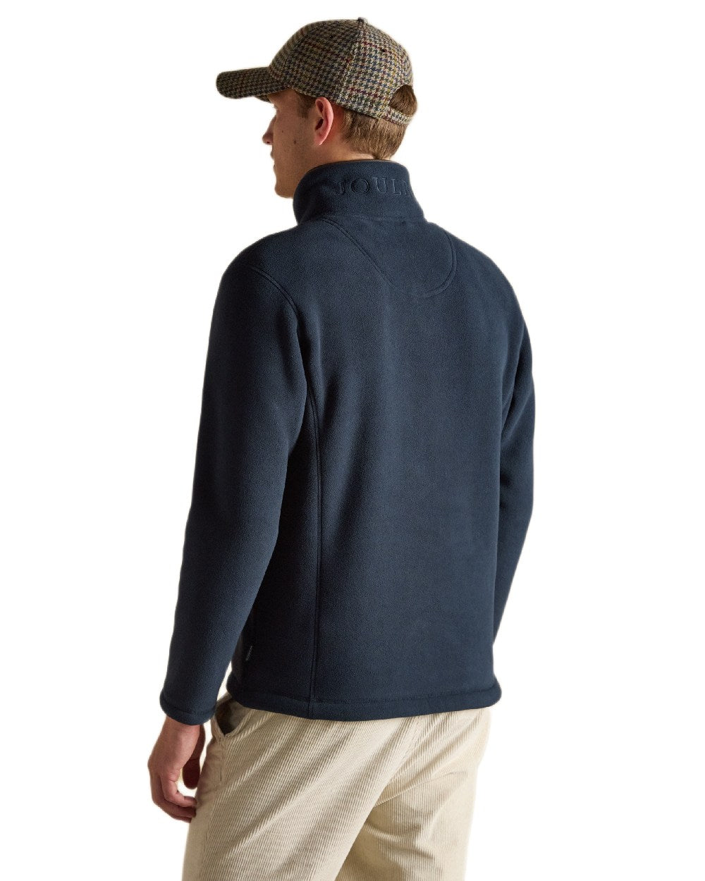 Navy Coloured Joules Mens Heritage Full Zip Through Fleece on white background 