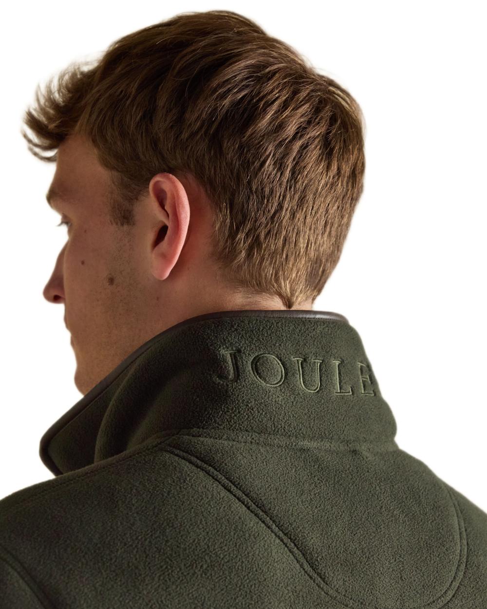 Dark Green Coloured Joules Mens Heritage Quarter Zip Fleece on white background 