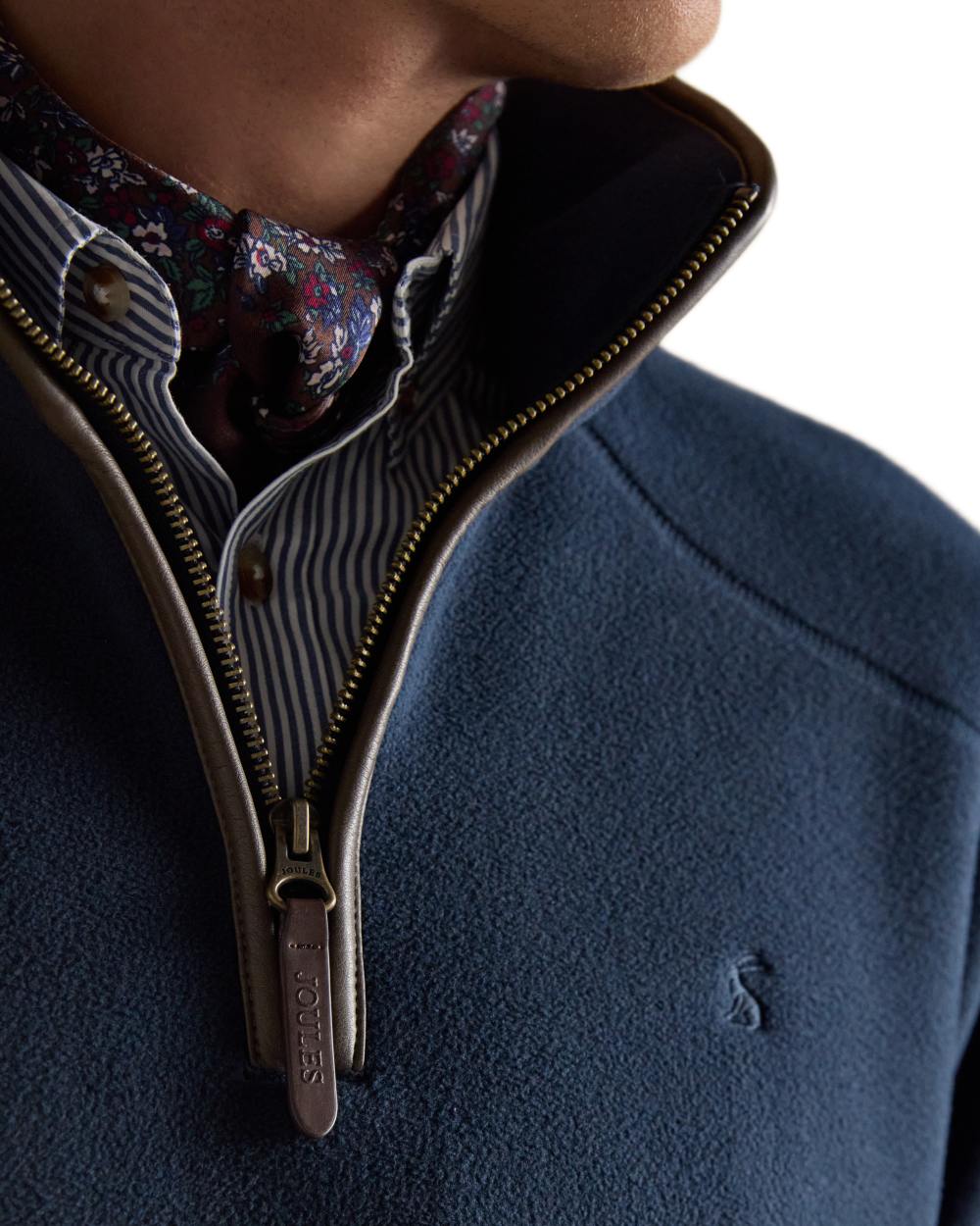 Navy Coloured Joules Mens Heritage Quarter Zip Fleece on white background 