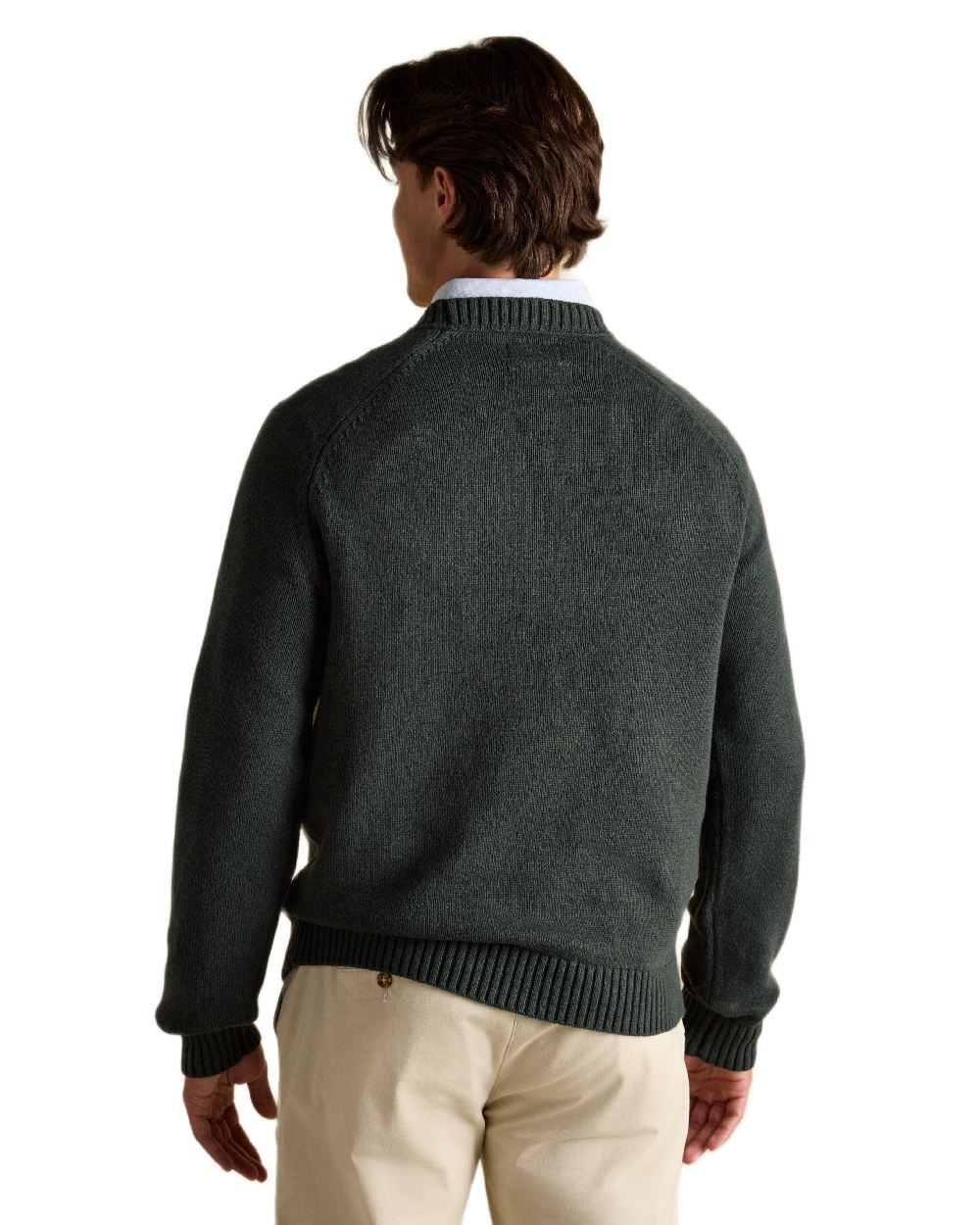 Green Coloured Joules Mens Jonty Intarsia Crew Knit Jumper on white background 