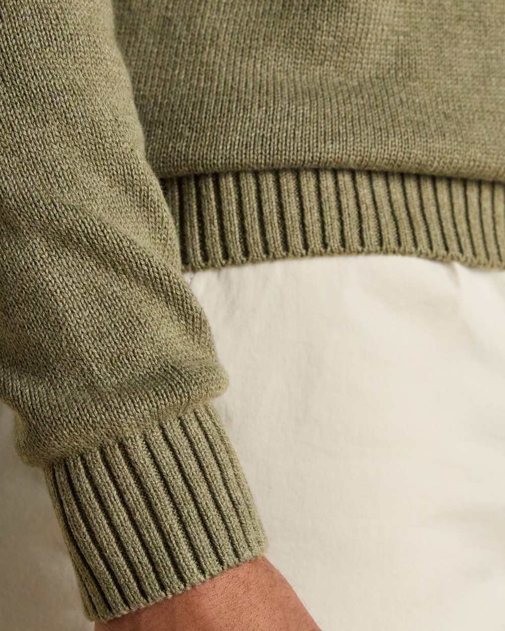 Khaki Green Coloured Joules Mens Jonty Intarsia Crew Knit Jumper on white background 