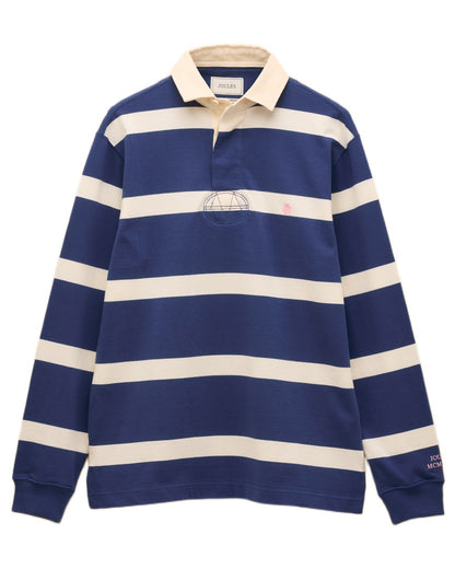 Blue Cream Coloured Joules Mens Onside Rugby Shirt on white background 