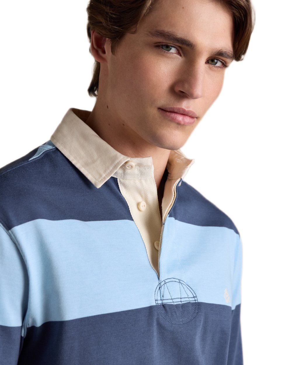 Blue Navy Coloured Joules Mens Onside Rugby Shirt on white background 