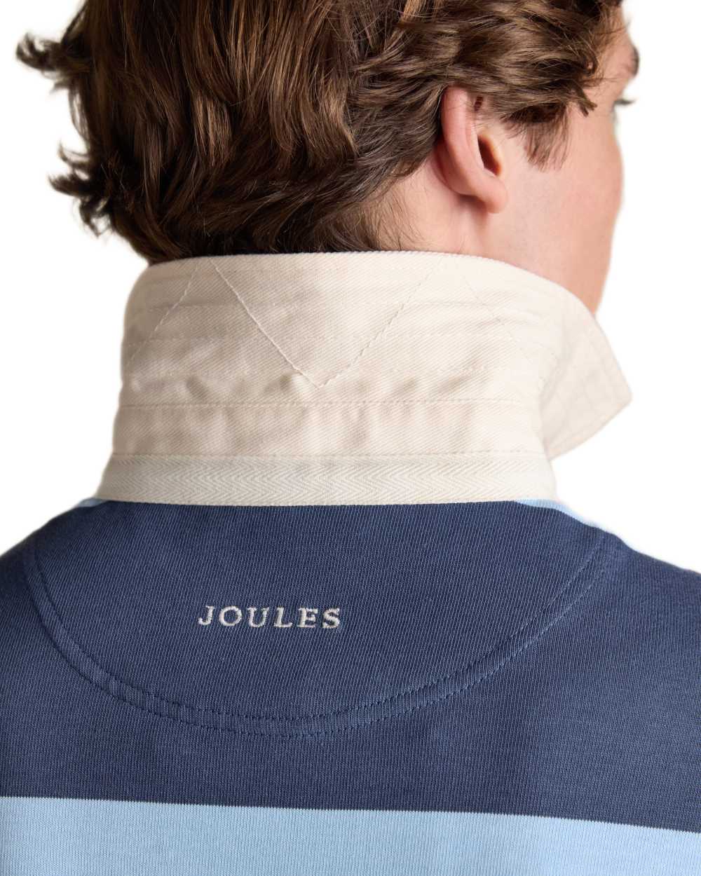 Blue Navy Coloured Joules Mens Onside Rugby Shirt on white background 