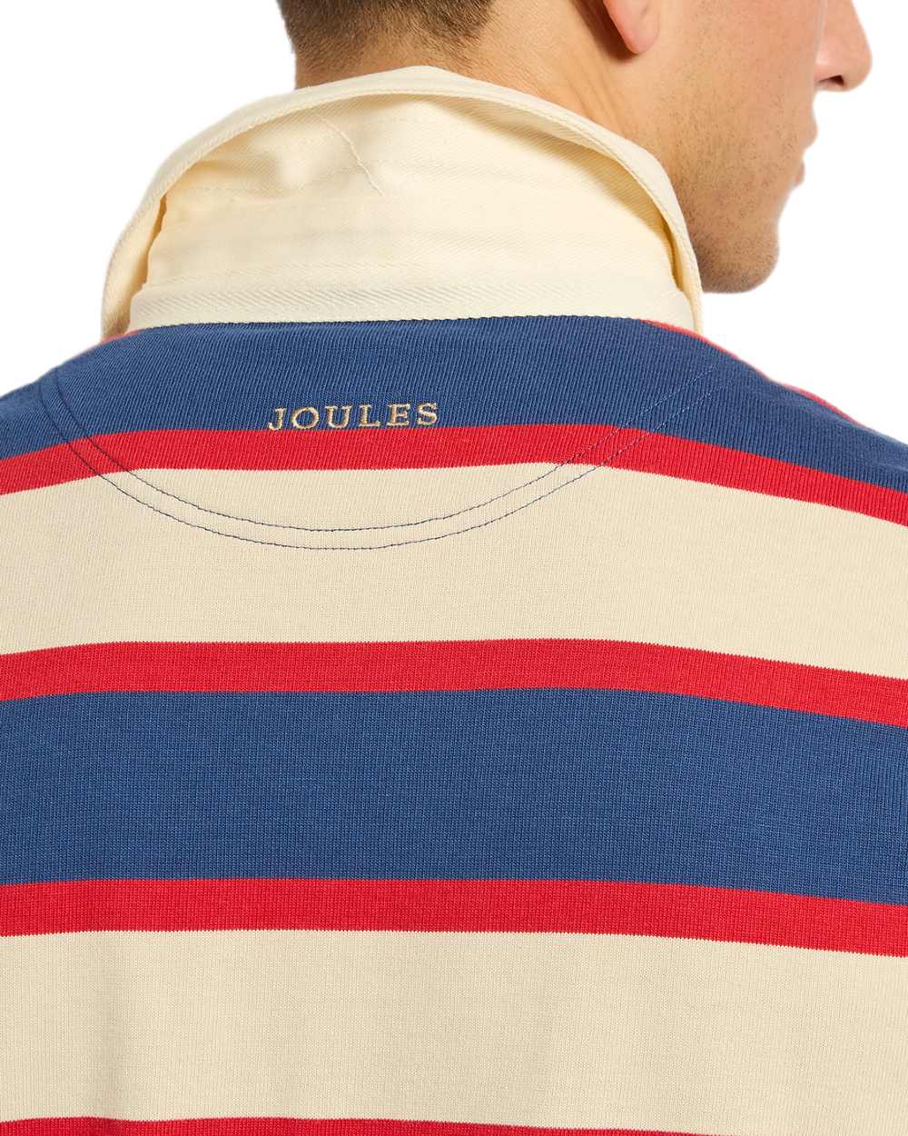 Blue Neutral Coloured Joules Mens Onside Rugby Shirt on white background 