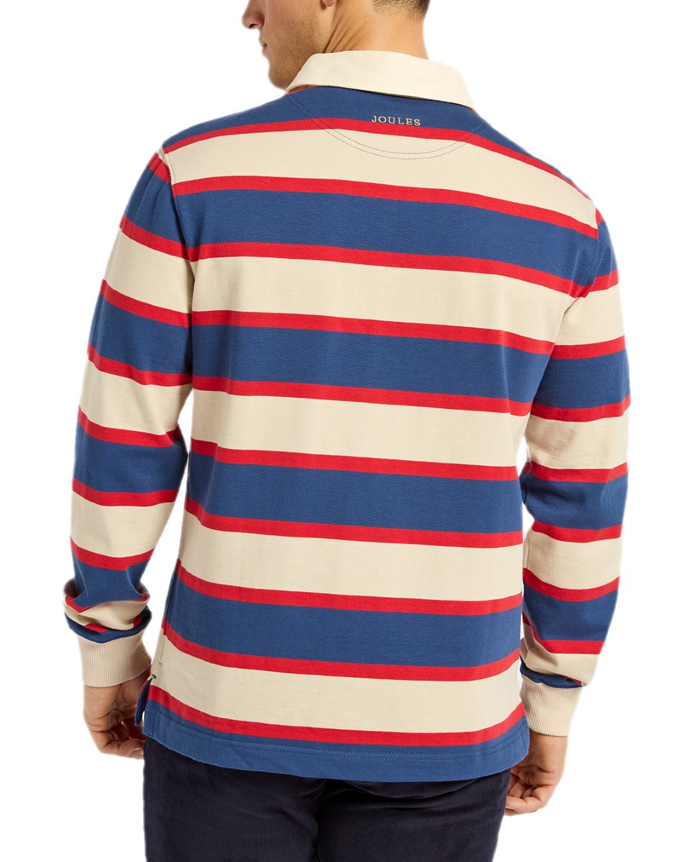 Blue Neutral Coloured Joules Mens Onside Rugby Shirt on white background 