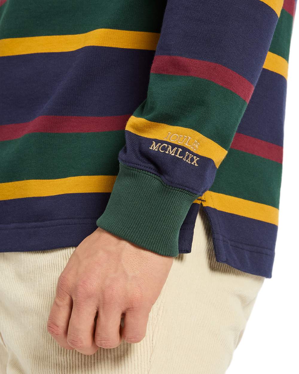Multi Coloured Joules Mens Onside Rugby Shirt on white background 