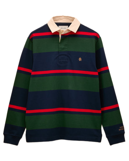 Navy Green Coloured Joules Mens Onside Rugby Shirt on white background 