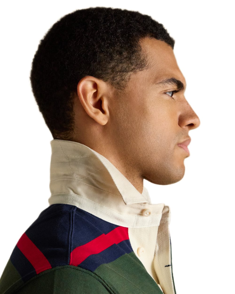 Navy Green Coloured Joules Mens Onside Rugby Shirt on white background 