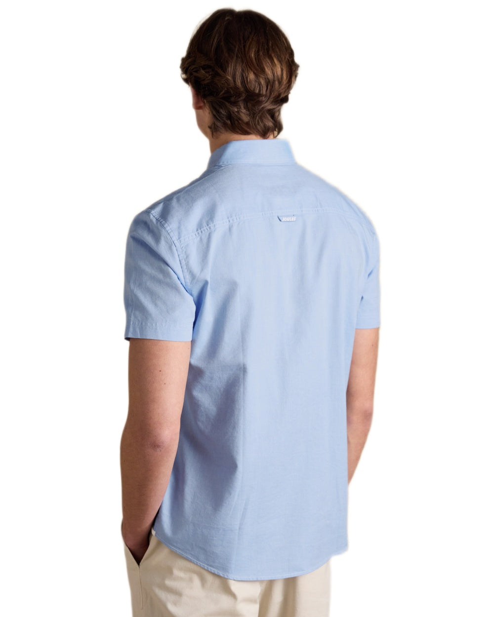 Blue coloured Joules Mens Oxford Short Sleeve Classic Fit Cotton Shirt on white background 