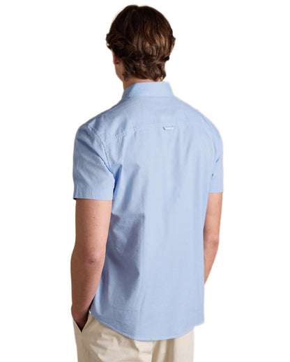 Blue coloured Joules Mens Oxford Short Sleeve Classic Fit Cotton Shirt on white background 